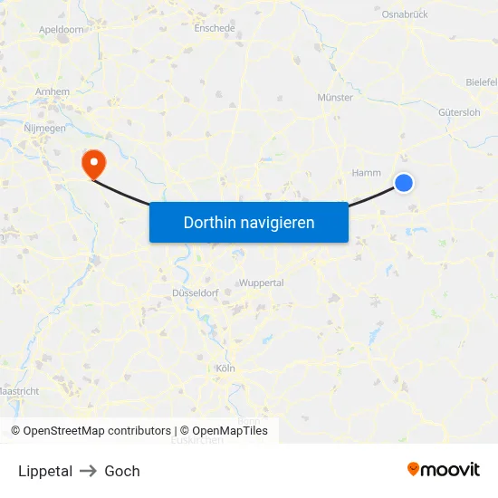 Lippetal to Goch map