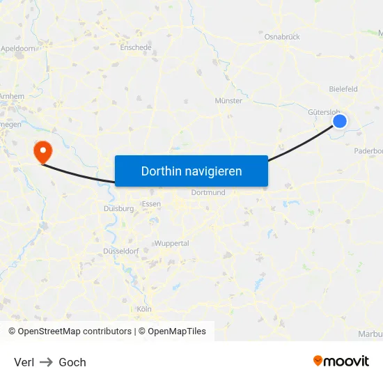 Verl to Goch map