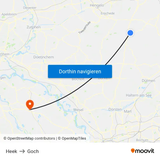Heek to Goch map