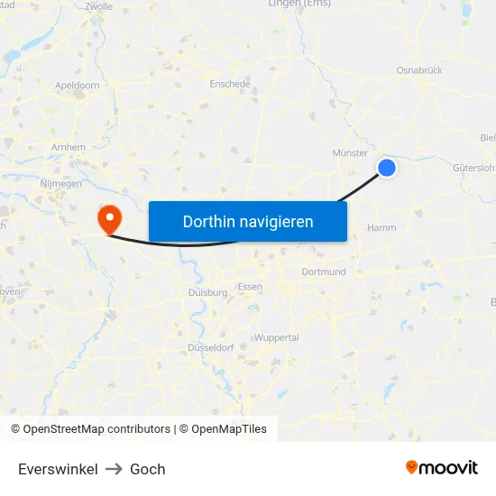 Everswinkel to Goch map