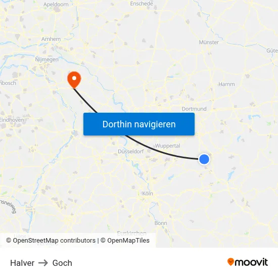 Halver to Goch map