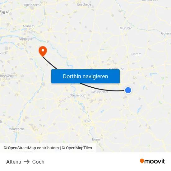Altena to Goch map
