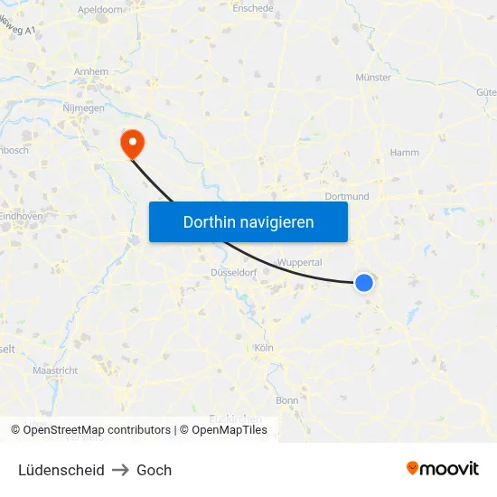 Lüdenscheid to Goch map