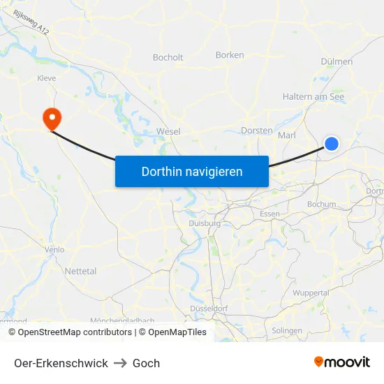 Oer-Erkenschwick to Goch map