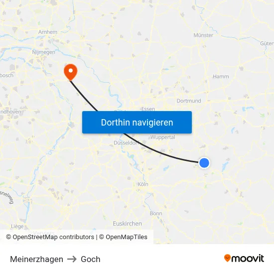 Meinerzhagen to Goch map