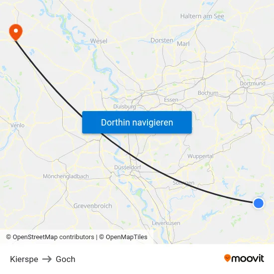 Kierspe to Goch map