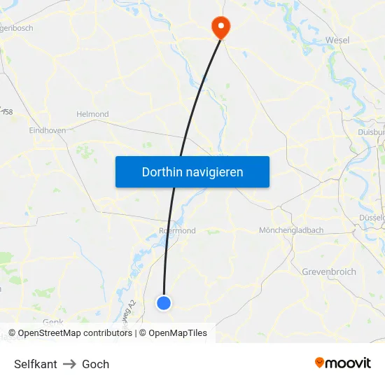 Selfkant to Goch map