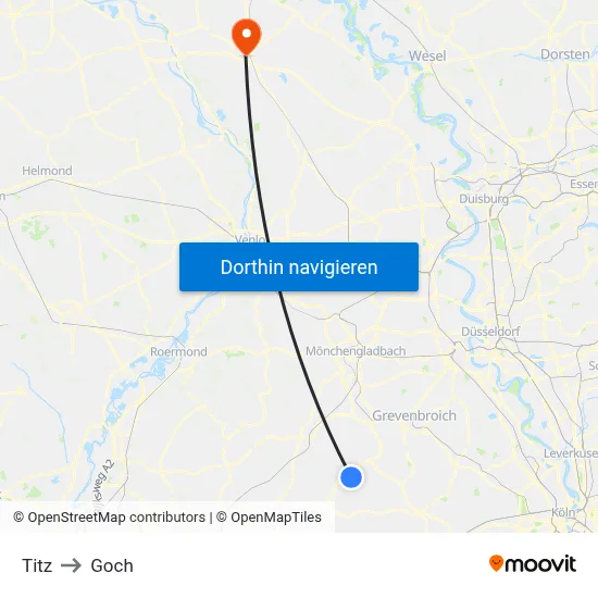 Titz to Goch map