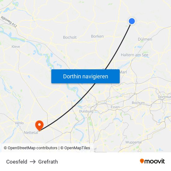 Coesfeld to Grefrath map