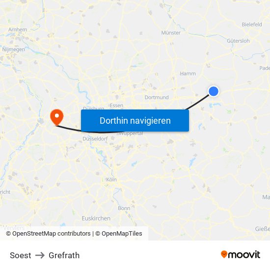 Soest to Grefrath map