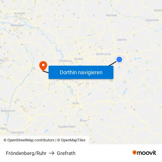 Fröndenberg/Ruhr to Grefrath map