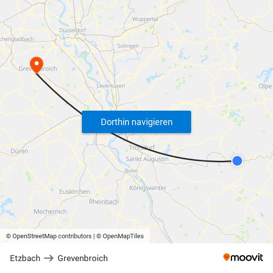 Etzbach to Grevenbroich map