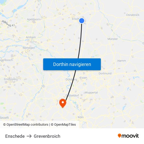 Enschede to Grevenbroich map
