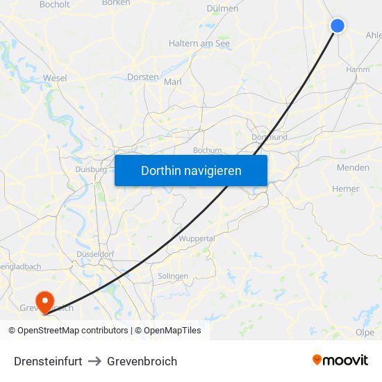 Drensteinfurt to Grevenbroich map