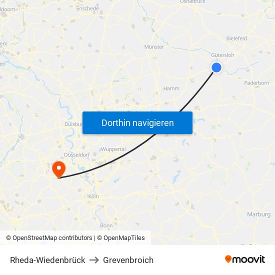 Rheda-Wiedenbrück to Grevenbroich map