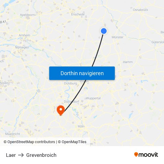 Laer to Grevenbroich map