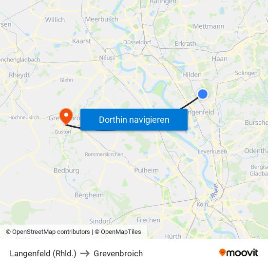 Langenfeld (Rhld.) to Grevenbroich map