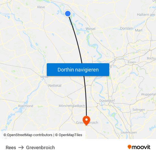 Rees to Grevenbroich map