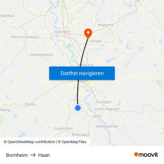 Bornheim to Haan map