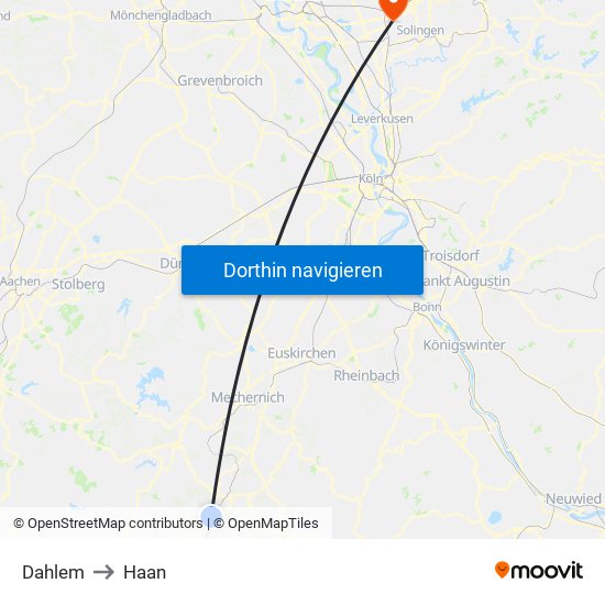 Dahlem to Haan map