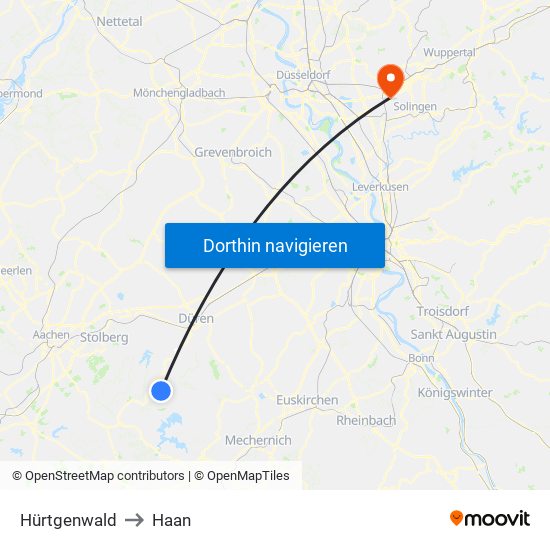 Hürtgenwald to Haan map