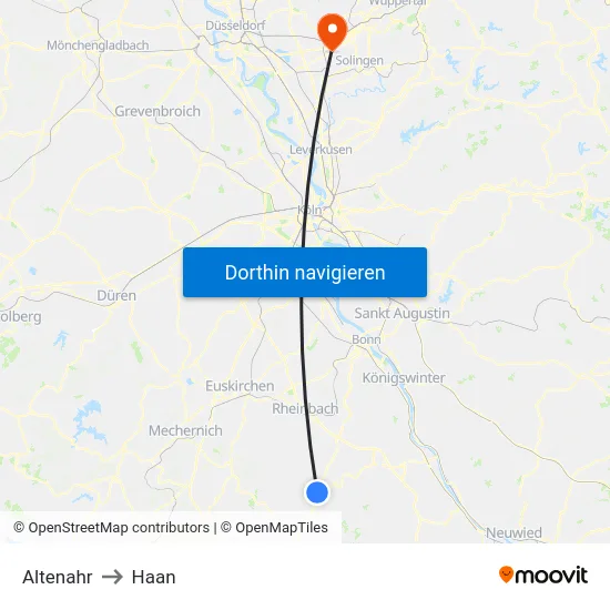 Altenahr to Haan map