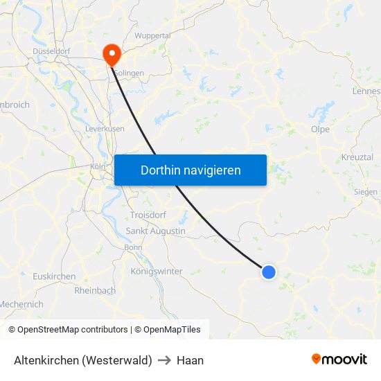 Altenkirchen (Westerwald) to Haan map