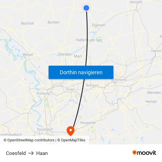 Coesfeld to Haan map