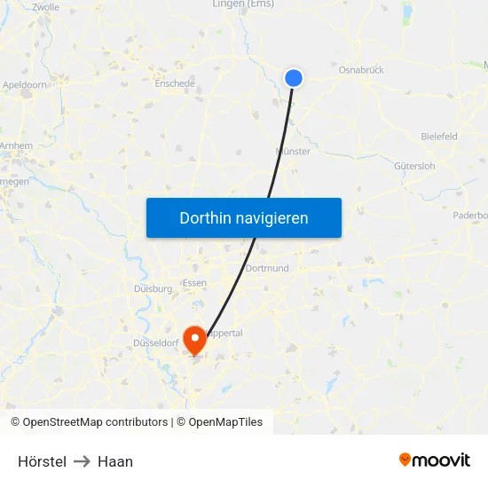 Hörstel to Haan map