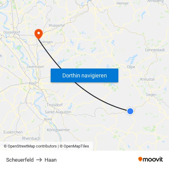 Scheuerfeld to Haan map