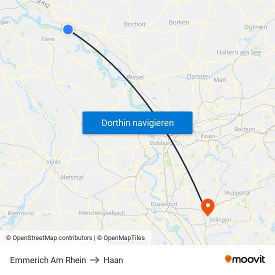 Emmerich Am Rhein to Haan map