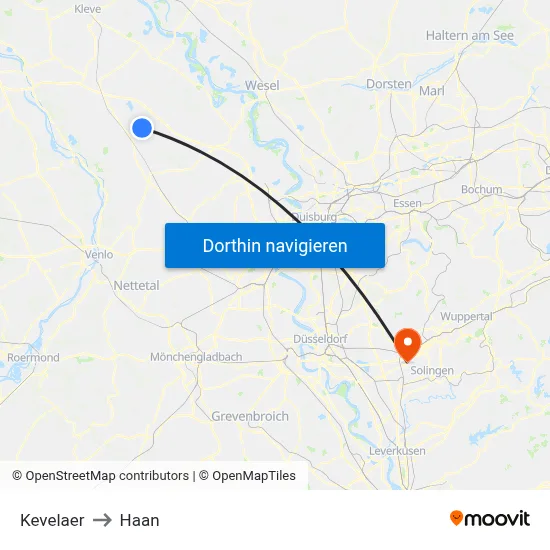 Kevelaer to Haan map