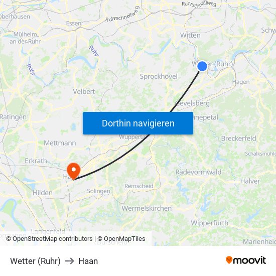 Wetter (Ruhr) to Haan map