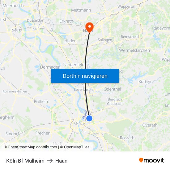 Köln Bf Mülheim to Haan map