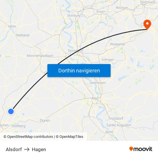 Alsdorf to Hagen map