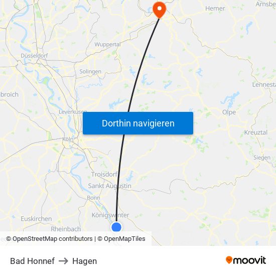 Bad Honnef to Hagen map