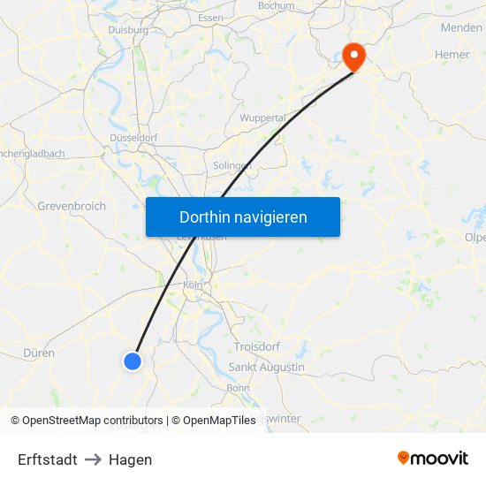 Erftstadt to Hagen map