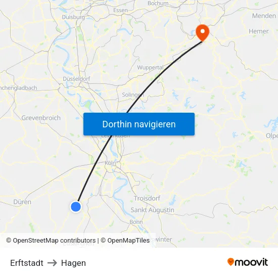 Erftstadt to Hagen map