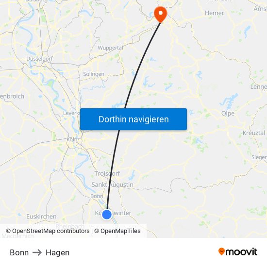 Bonn to Hagen map