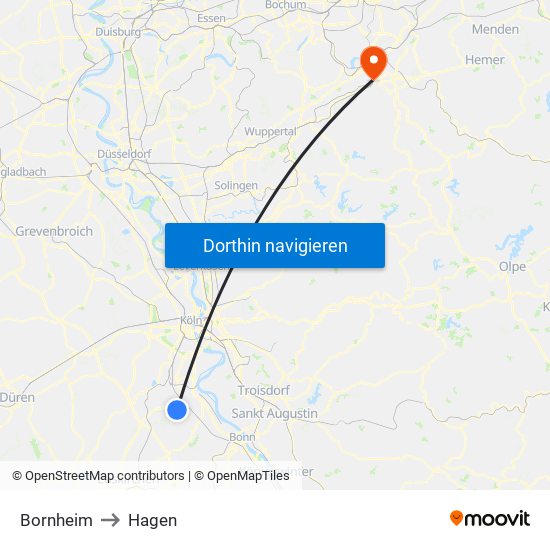 Bornheim to Hagen map