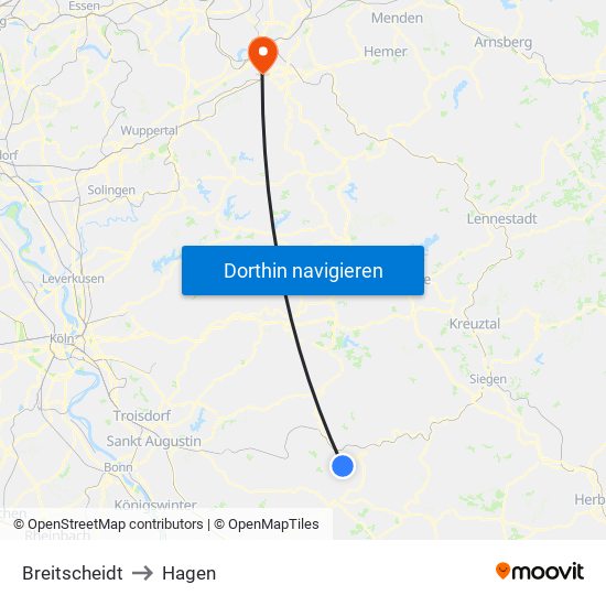 Breitscheidt to Hagen map