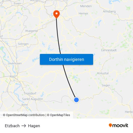 Etzbach to Hagen map