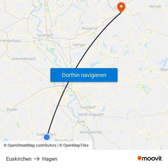 Euskirchen to Hagen map