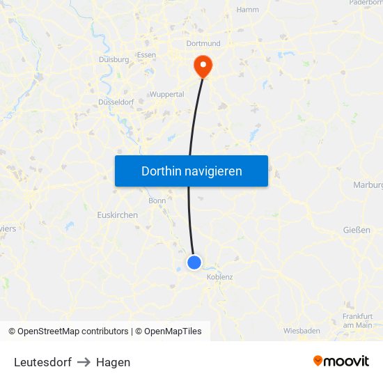 Leutesdorf to Hagen map