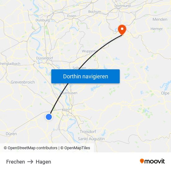 Frechen to Hagen map