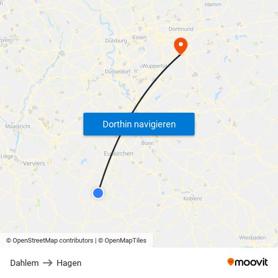 Dahlem to Hagen map