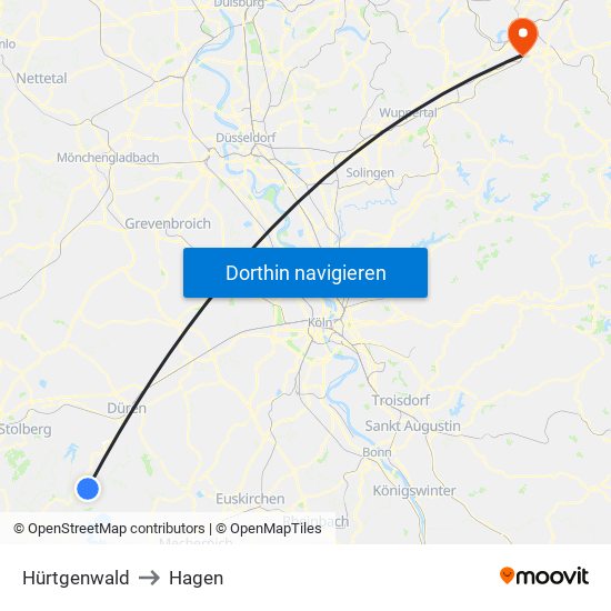 Hürtgenwald to Hagen map