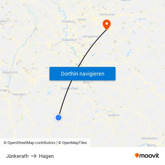 Jünkerath to Hagen map