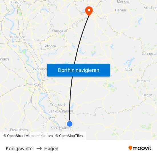 Königswinter to Hagen map