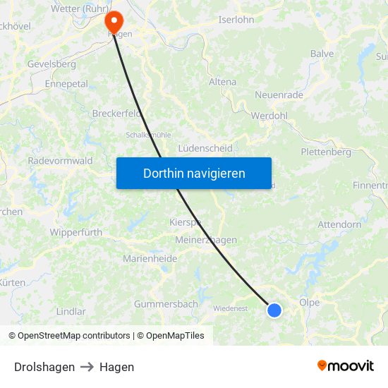 Drolshagen to Hagen map